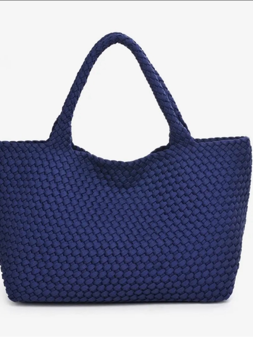 Braided Tote Bag in Navy Blue